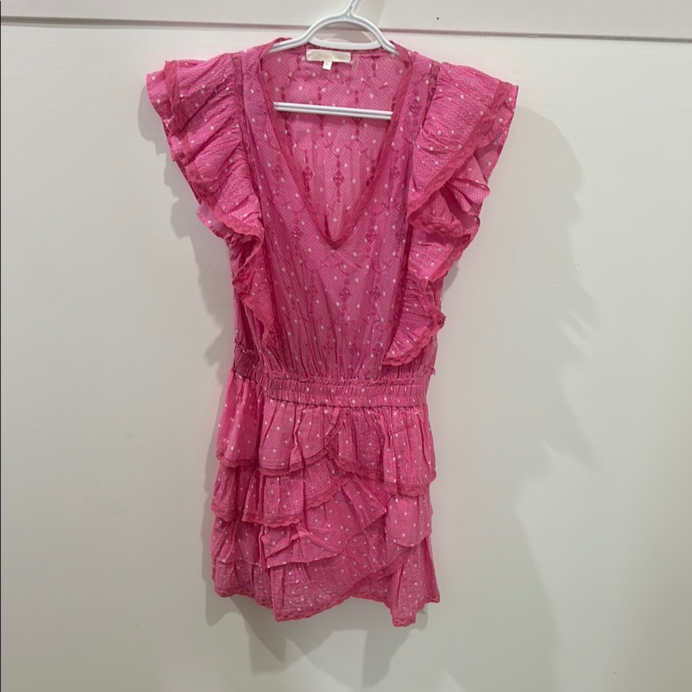 LoveShackFancy Pink Ruffle Mini Dress